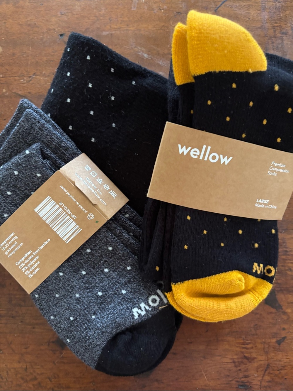 Wellow Men's Black & Navy Bamboo Compression Socks - 3-Pack